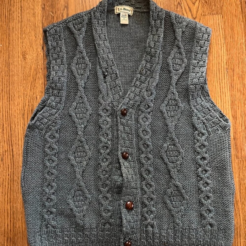 L.L. Bean 100% Wool Ireland Cardigan Sweater Vest